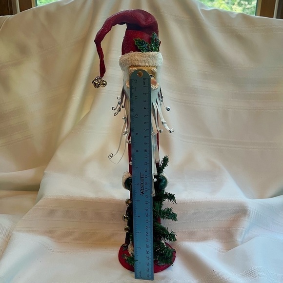 Santa Figurine Jingle Bells Whimsical Metal Beard Christmas Tree‎ EUC - Picture 8 of 11